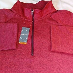 NWT Mens Jockey Sport 1/2 Zip HeatherRed XXL Stretch Activewear Running Pullover